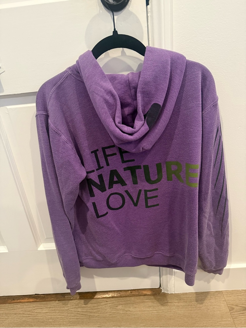 Free People Purple 'Life Nature Love' Hooded Pullover. Well worn.